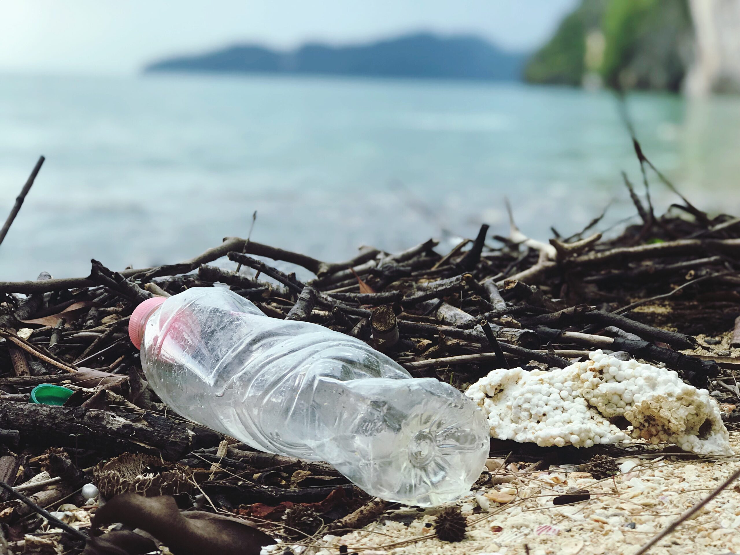 Plastik flaske på strand